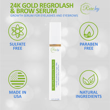 Load image into Gallery viewer, 24K Gold Regrolash &amp; Brow Serum- USDA Certified Eyelash Growth Serum
